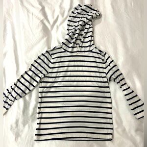 Jcrew kids long sleeve hooded T-shirt white blue stripes